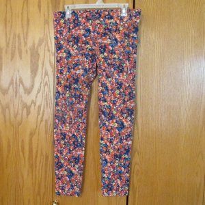 DECREE WOMEN'S JUNIOR'S SIZE XL LEGGINGS RED NAVY MONET FLOWERS